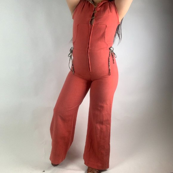 vintage 70s hooded bellbottom jumpsuit